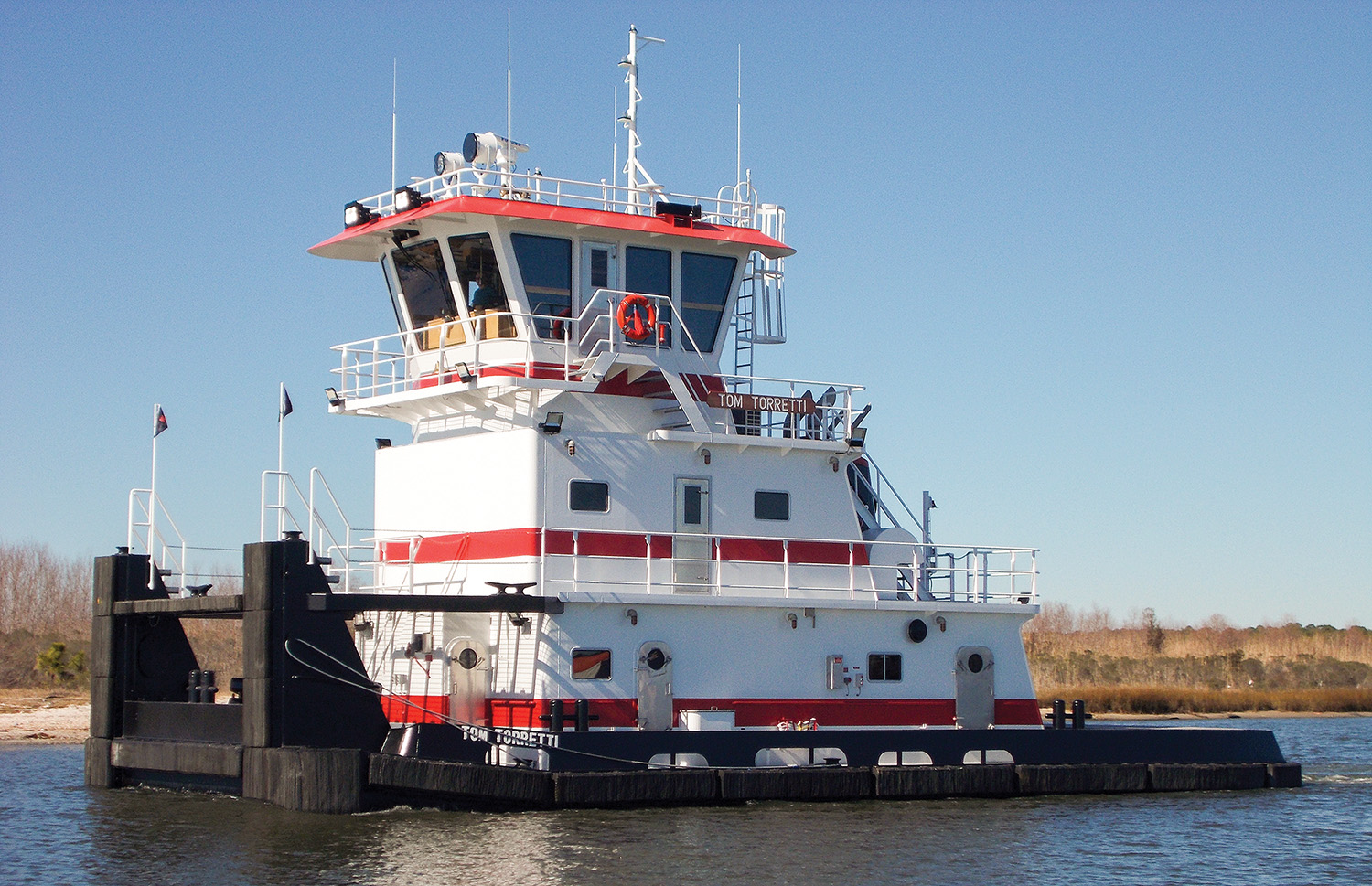 The mv. Tom Torretti is powered by Mitsubishi Tier III diesel engines.