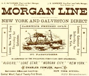 A 19th-century newspaper ad for the Morgan Line’s freight-only service.