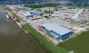 An aerial view of C&C Marine & Repair’s 80-plus-acre facility in Belle Chasse, La.