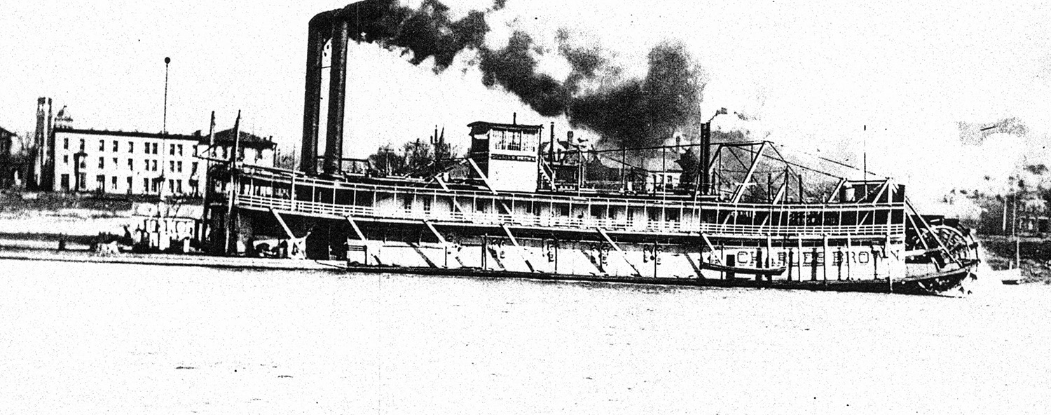 The steam towboat Charles Brown underway on the Ohio River. (Keith Norrington collection)