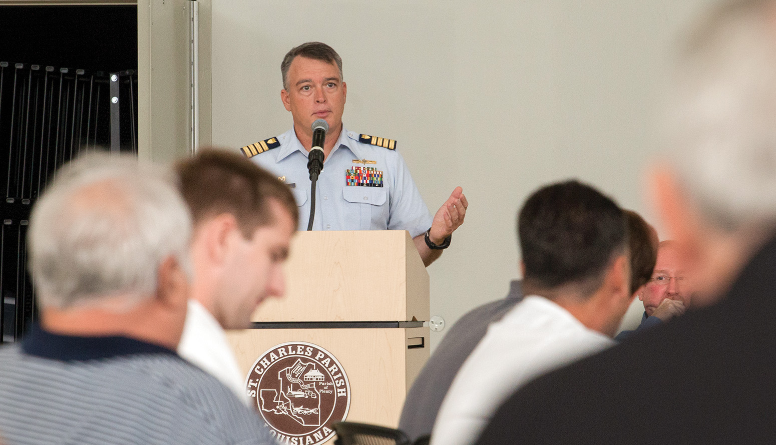 Capt. Wayne Arguin, captain of the Port of New Orleans speaks during CAMO workshop. (Photo by Frank McCormack)