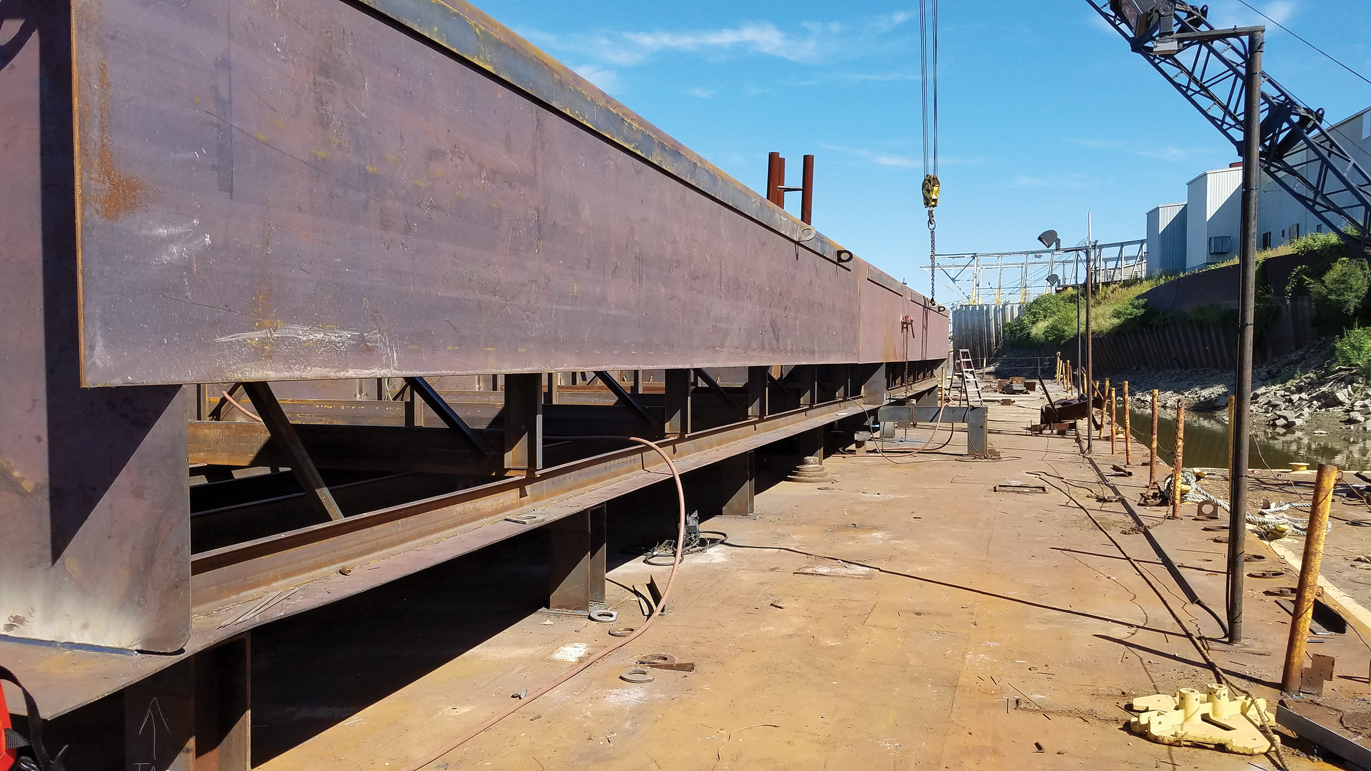 Progress is being made on the GDC-43, the first of two sand barges being built by National Maintenance Repair for Gateway Dredging & Contracting LLC.