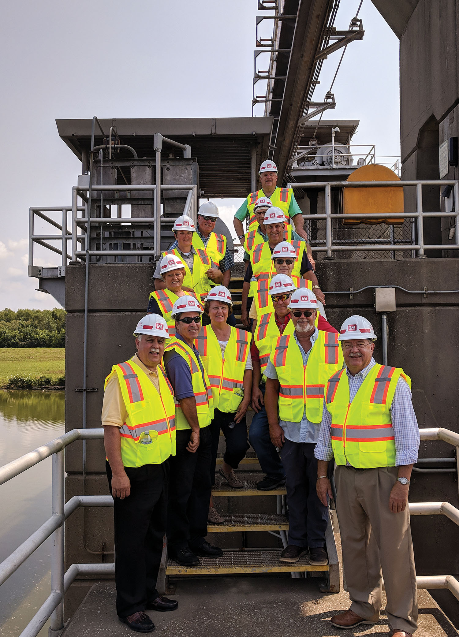 Board members from the Kaskaskia Regional Port District Tour the Jerry F. Costello Lock and Dam during dewatering.