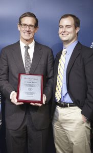 Nelson Spencer, publisher of the WJ from 1979 until 2014, received the River Legend Award from The Seamen’s Church Institute in 2012. He is shown here with his son, Nelson “Spence” Spencer Jr., current WJ publisher.