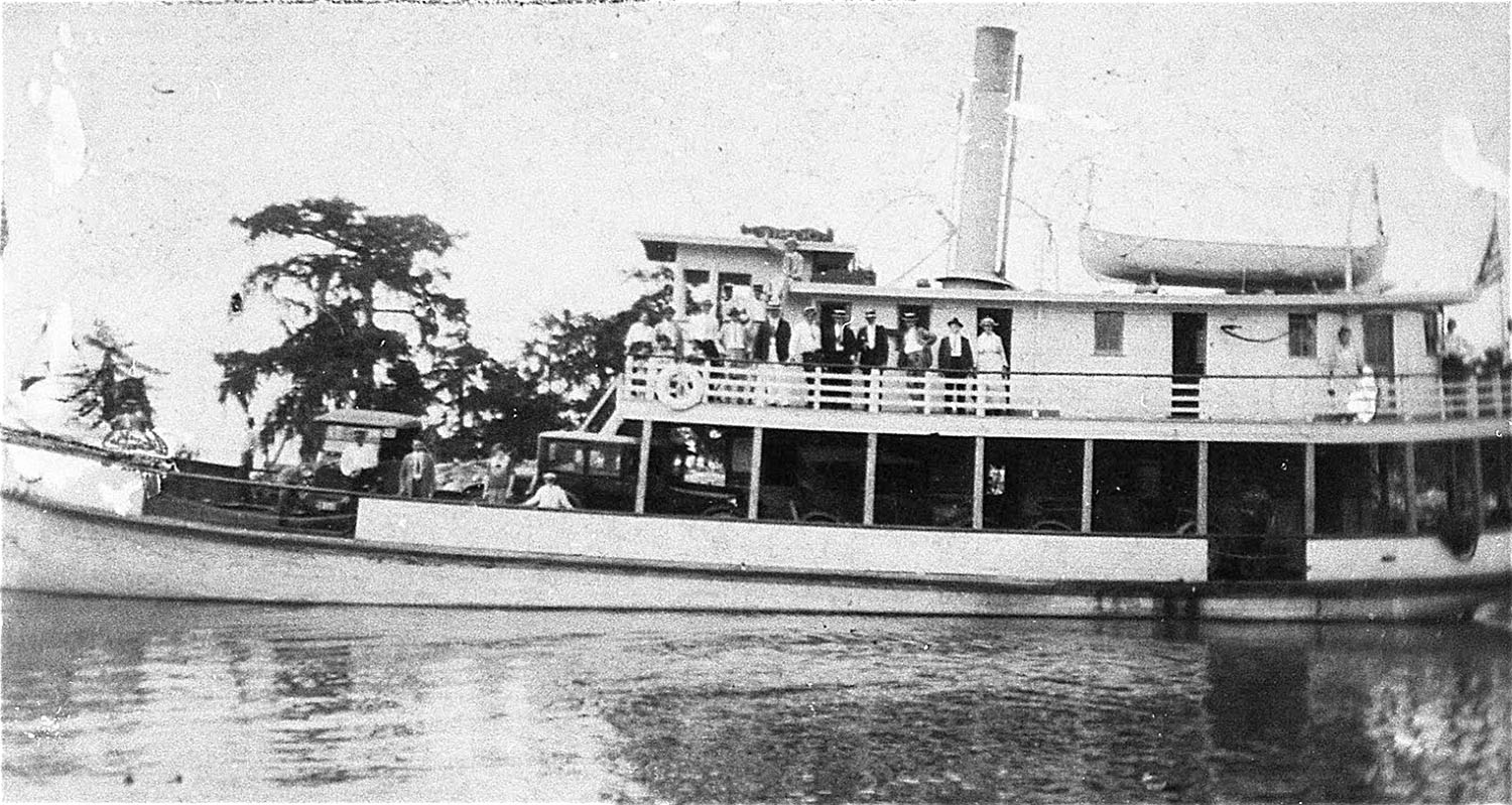 The 100-hp. automobile ferry Leta served Chef Menteur, the Rigolets, and Pearlington, Miss., in the 1920s.