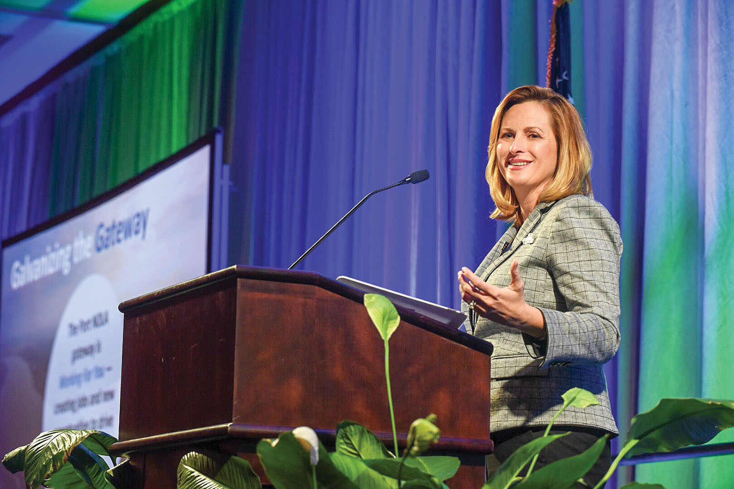 Brandy Christian gives the State of the Port address (Port of New Orleans photo)