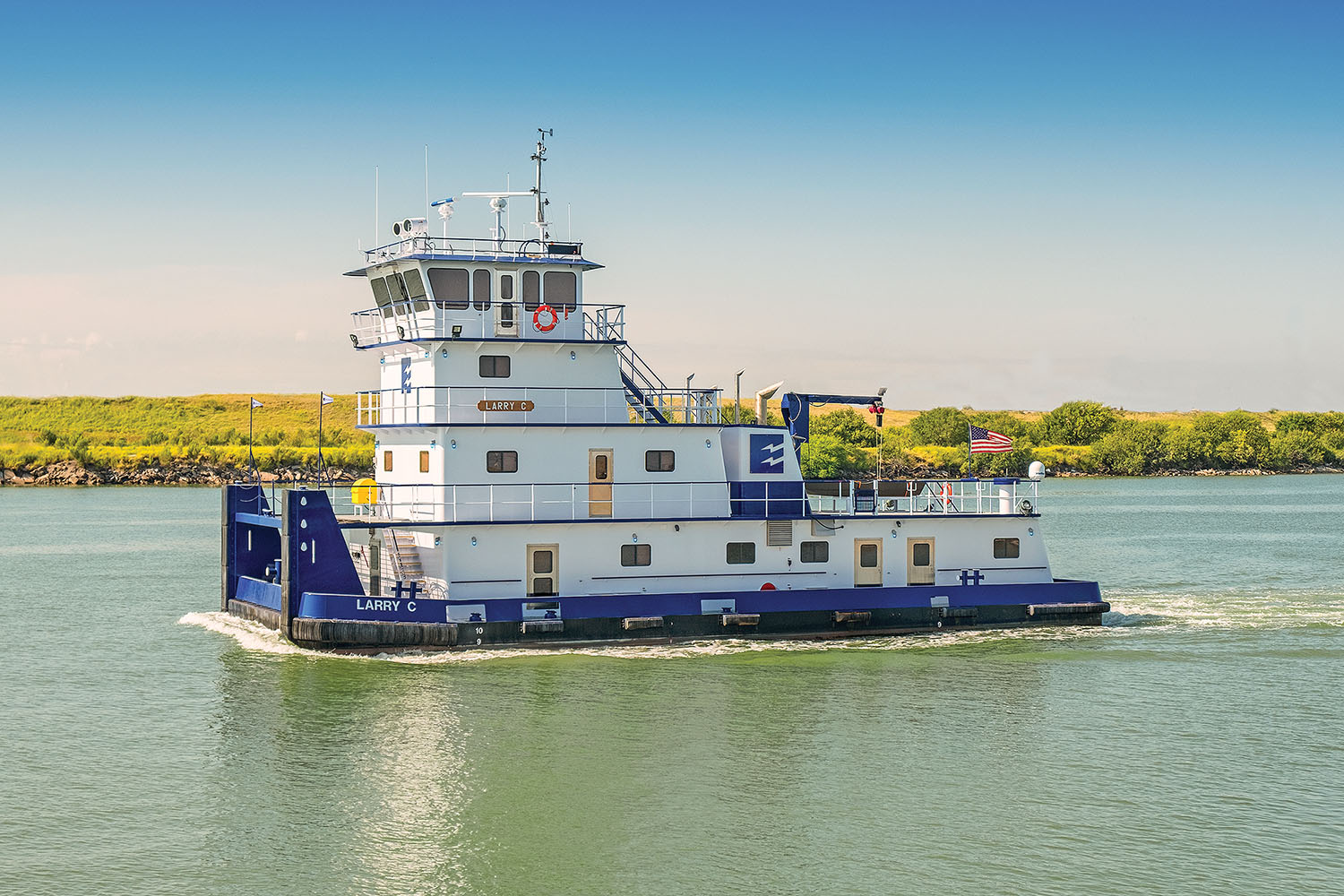 Towboat has 2,680 hp. from twin Caterpillar 3512C diesels.