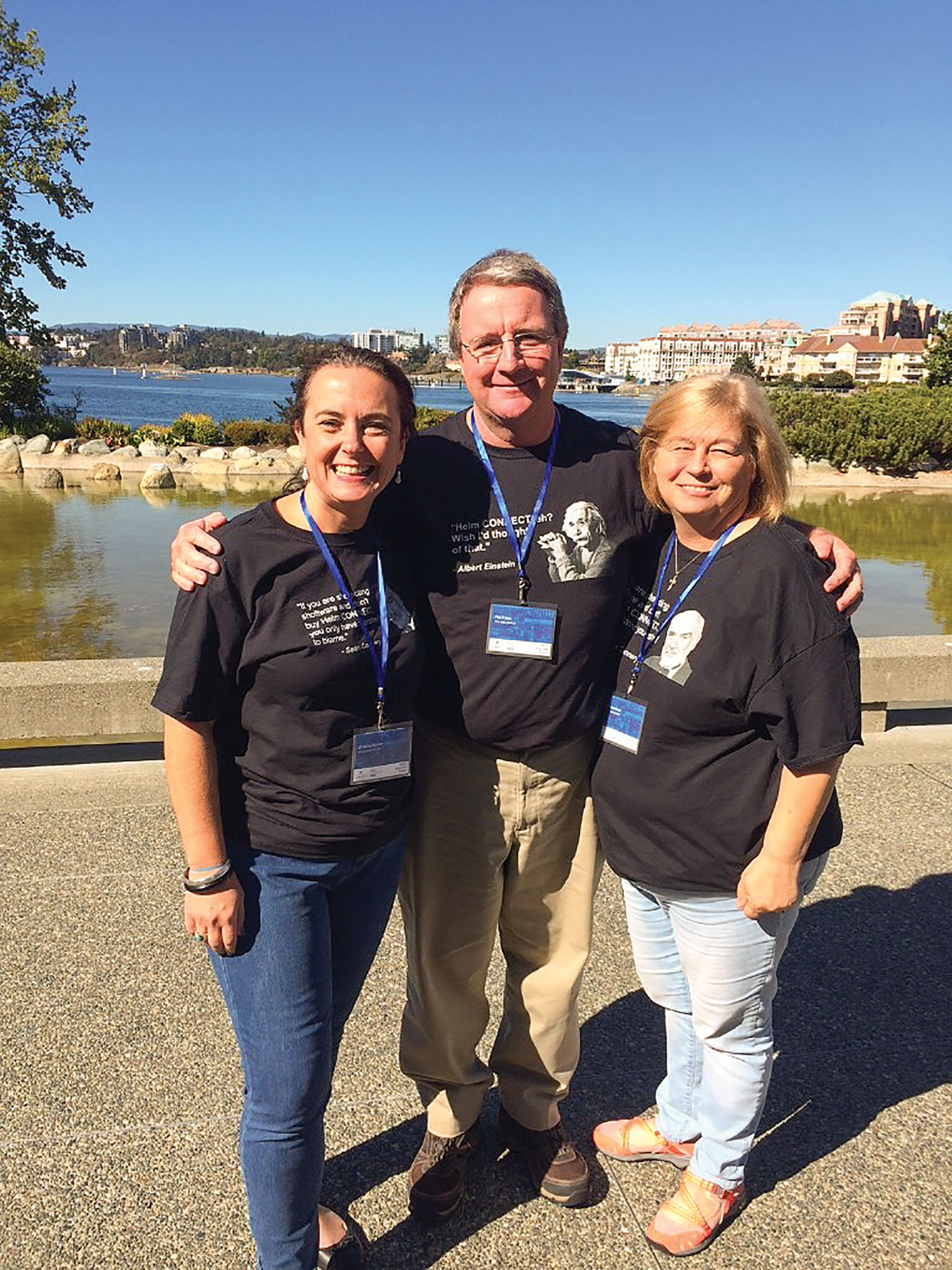 Chrystie Benson, left, with Helm Operations and Pat and Sandy Folan with Tug & Barge Solutions (TBS) at Helm Conference 2018.