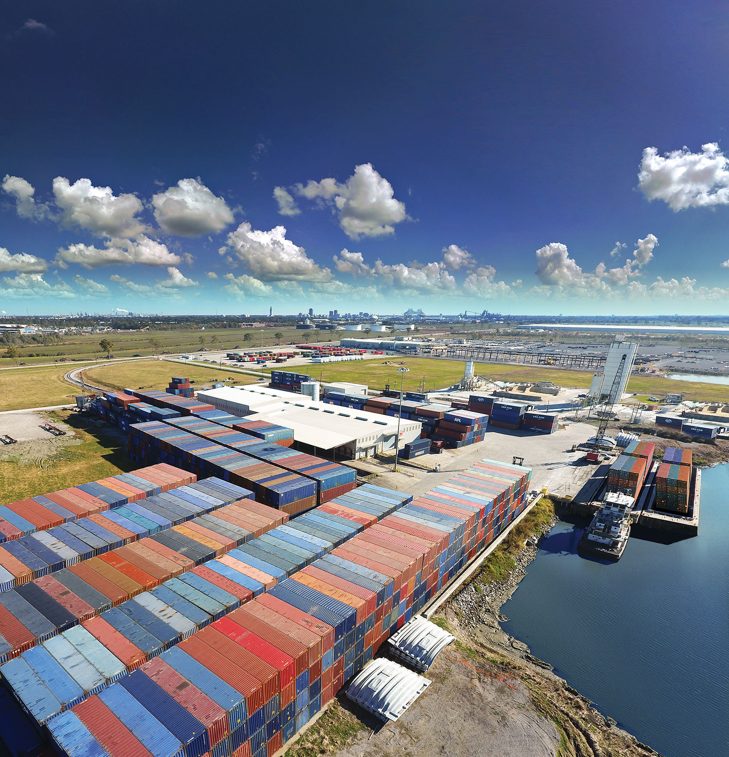 SEACOR AMH moves containers of PVC resins from Baton Rouge to New Orleans for export. (Photo courtesy of Port of Greater Baton Rouge)