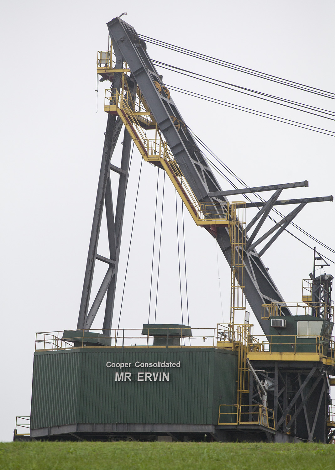 The Cooper Consolidated barge-mounted crane Mr Ervin, which Marquette Transportation's mv. Kristin Alexis pushed into the LA 70/Sunshine Bridge over the Mississippi River in St. James Parish, La., October 12, moored near the east bank of the river November 8, several miles downriver from the bridge. (Photo by Frank McCormack)