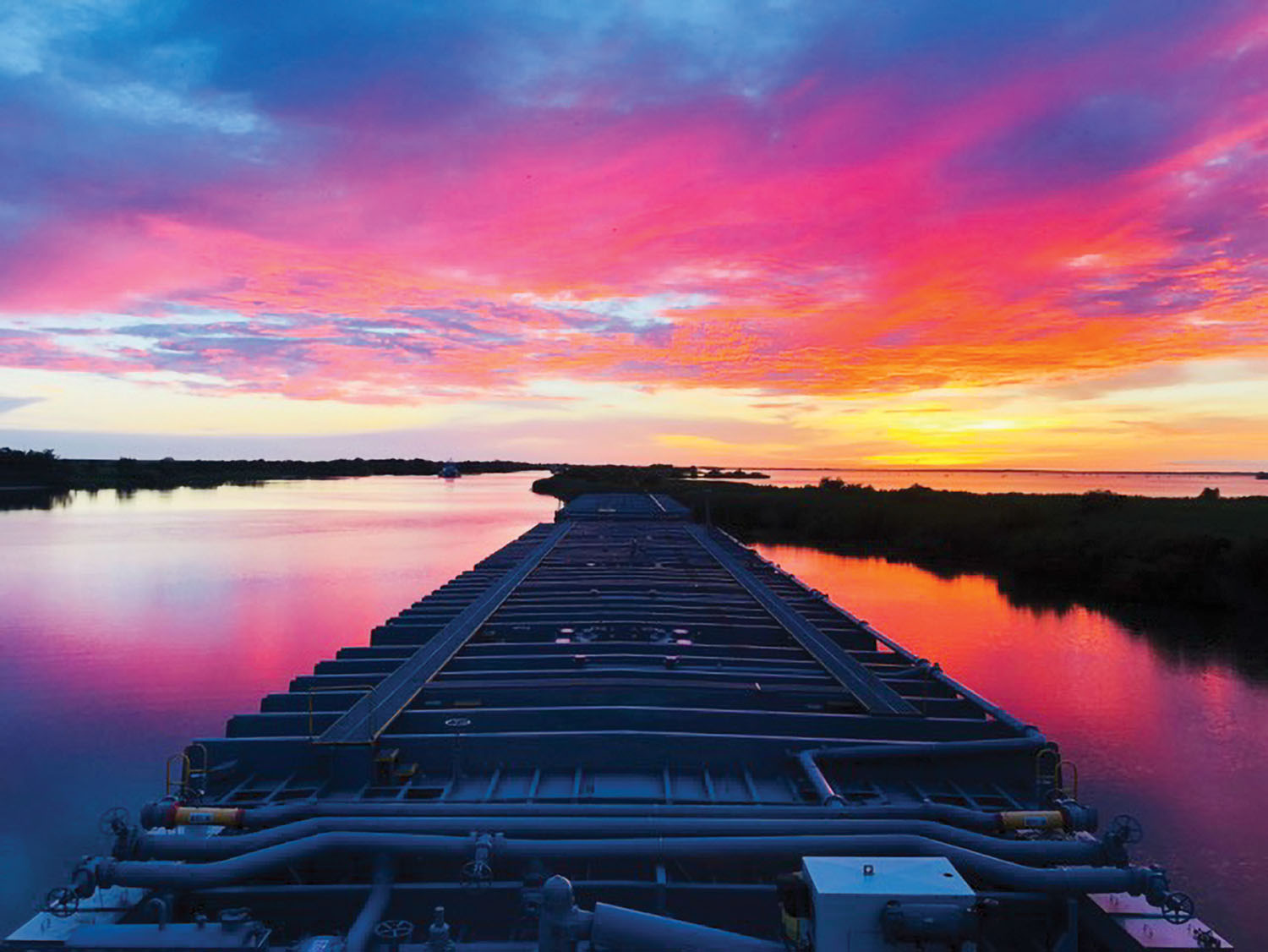 "Looking toward the Texas sky at sunset while waiting at Calcasieu Lock," by Capt. Dean Fitzgerald
