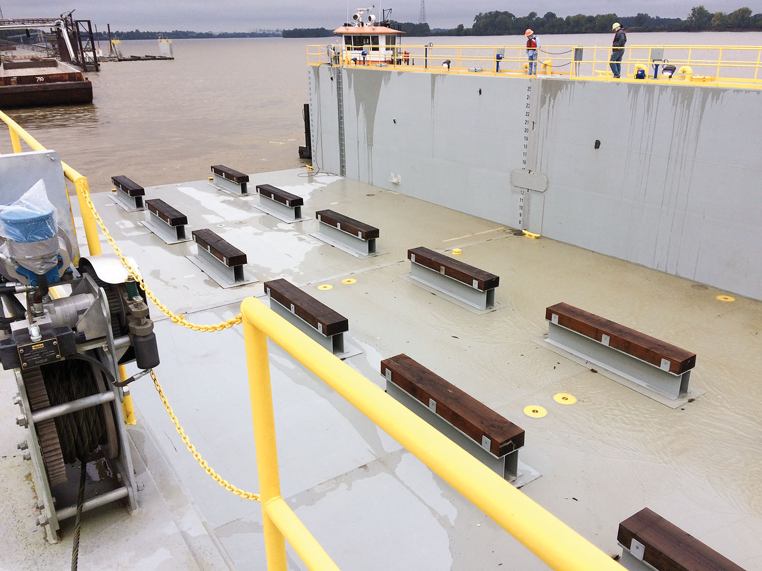 Yager Marine unveiled its new 120-foot drydock at its Owensboro, Ky., shipyard in November. The drydock was designed by The Shearer Group of Houston, Texas. (Photo courtesy of Yager Marine Industries)