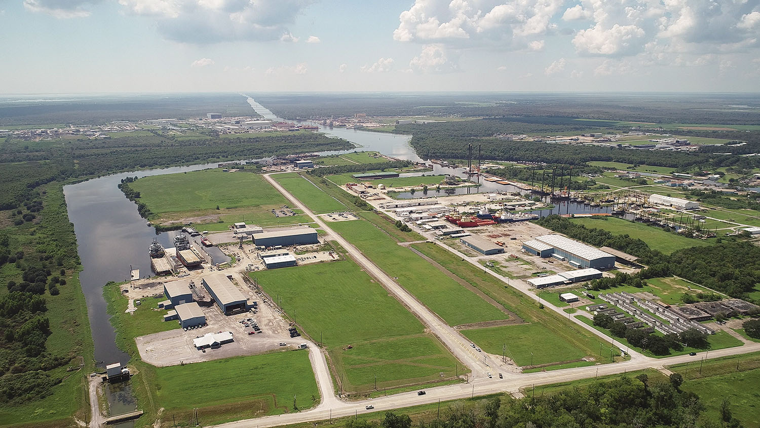 Aerial view of the Port of Terrebonne.