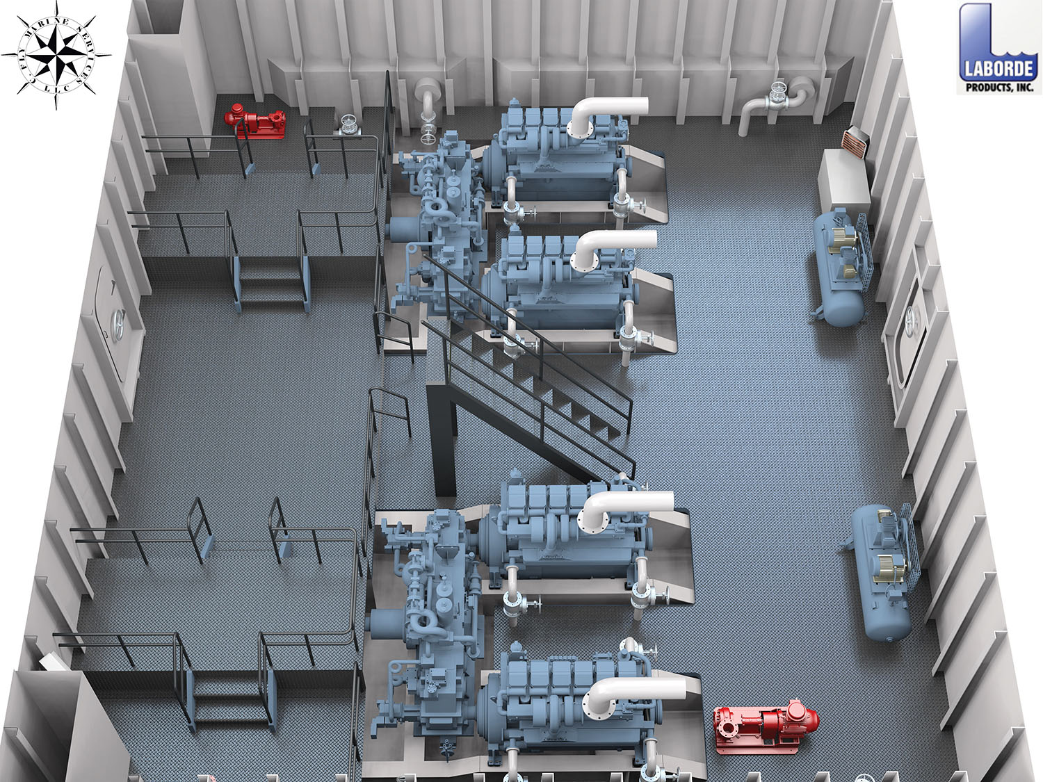 Design calls for four Mitsubishi S6R2-Y3MPTAW-2 engines mated to two Twin Disc Nico gearboxes.