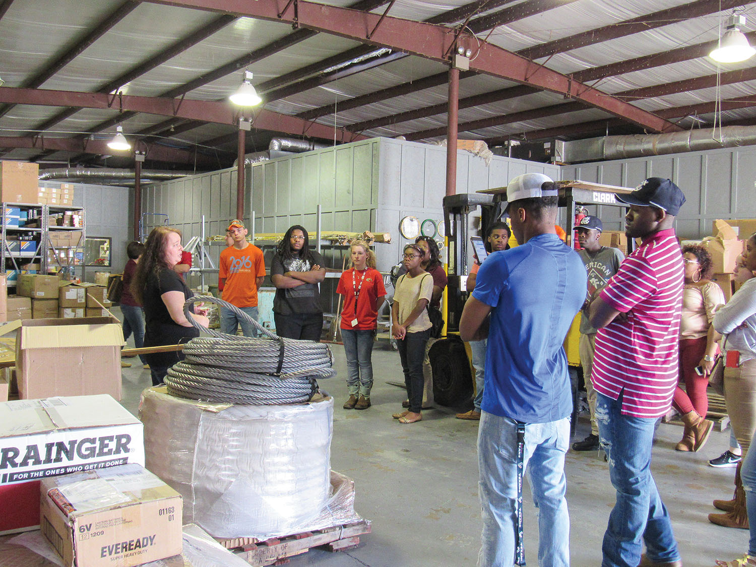 A group of Vicksburg high school students tour Ergon Marine as part of the February 28 Who Works the Rivers event. (Photo courtesy of Ergon Marine & Industrial Supply)