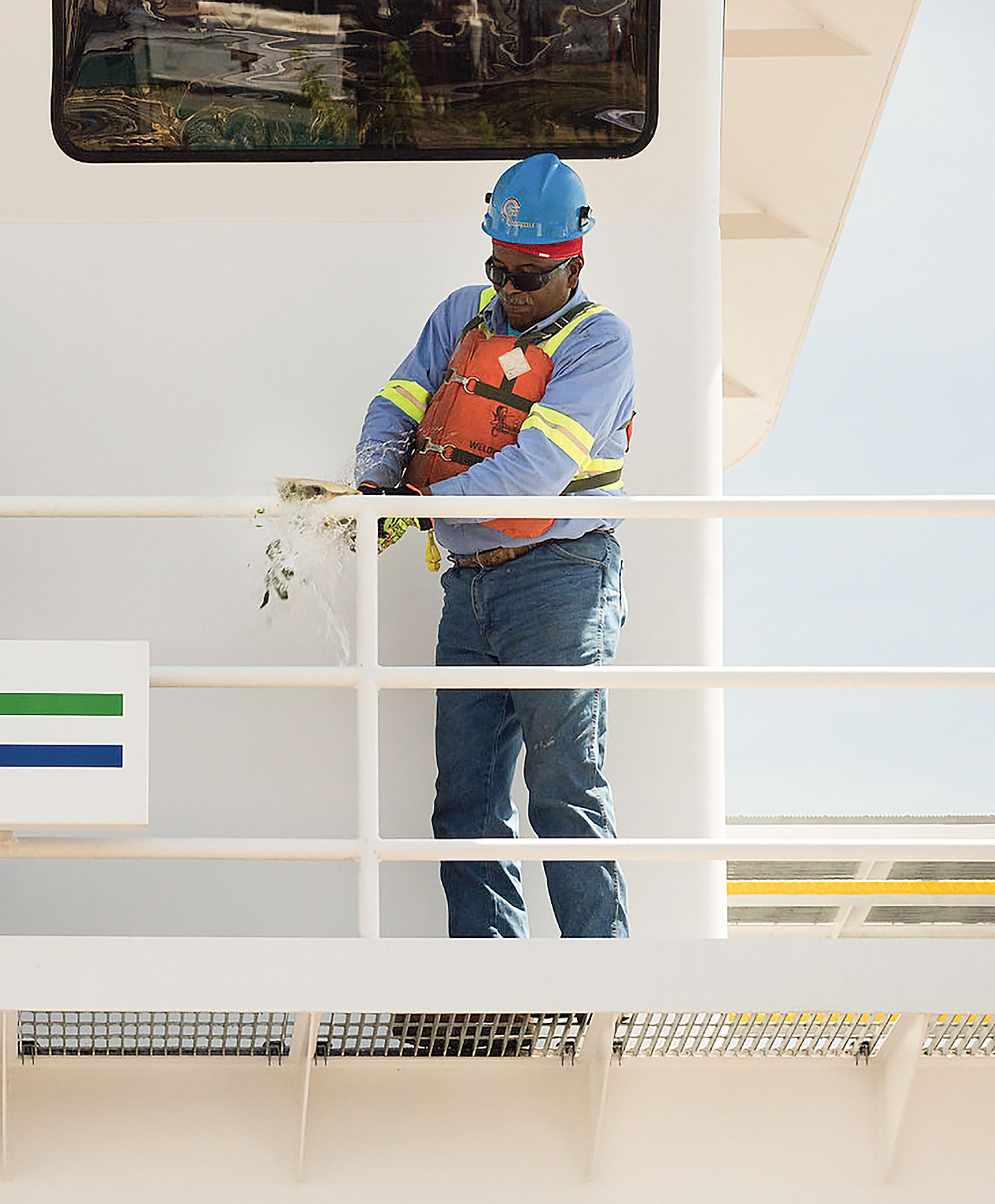 Tommy Ducre christens the mv. Louisiana Purchase. (Photo courtesy of ARTCO)