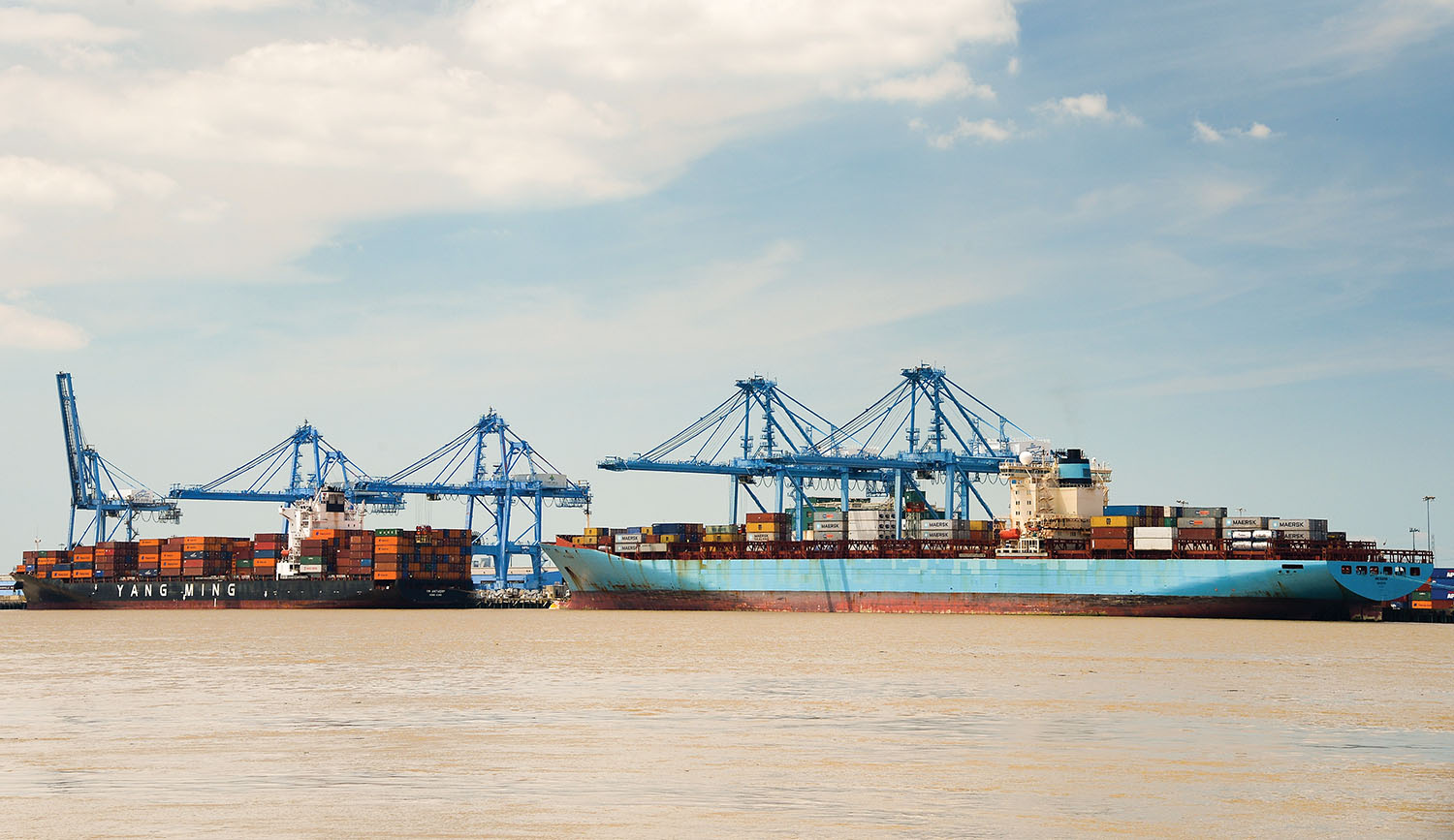 A container vessel being worked by current gantry cranes at the Napoleon Avenue Container Terminal site. (Photo courtesy of Port NOLA)