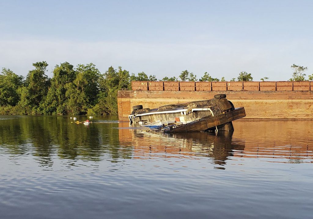 The Cindy R, capsized in the Gulf Intracoastal Waterway. (Photo by Robert Edwards)