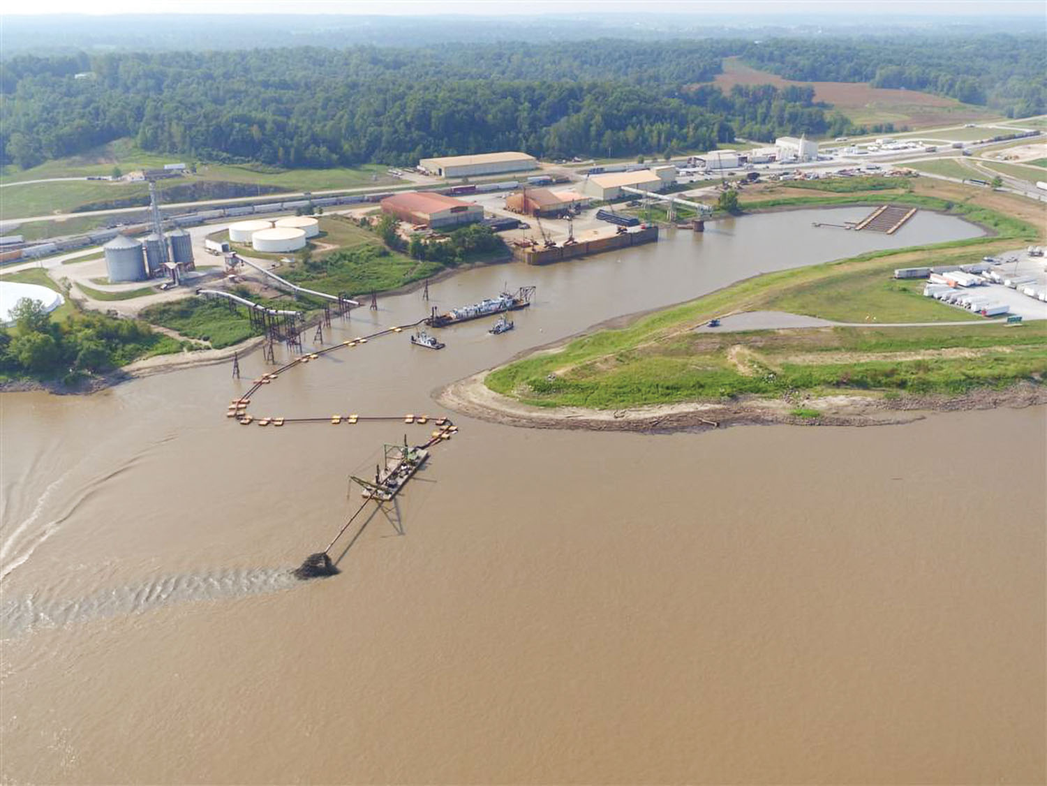 Southeast Missouri Port at Scott City, Mo., being dredged in 2017.