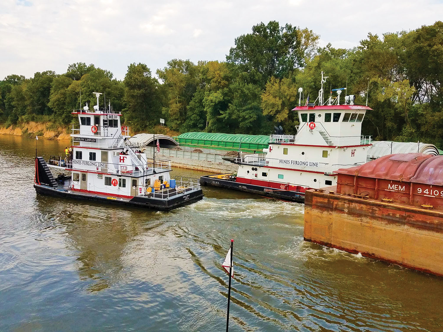 Hines Furlong boats at work on the Cumberland River.