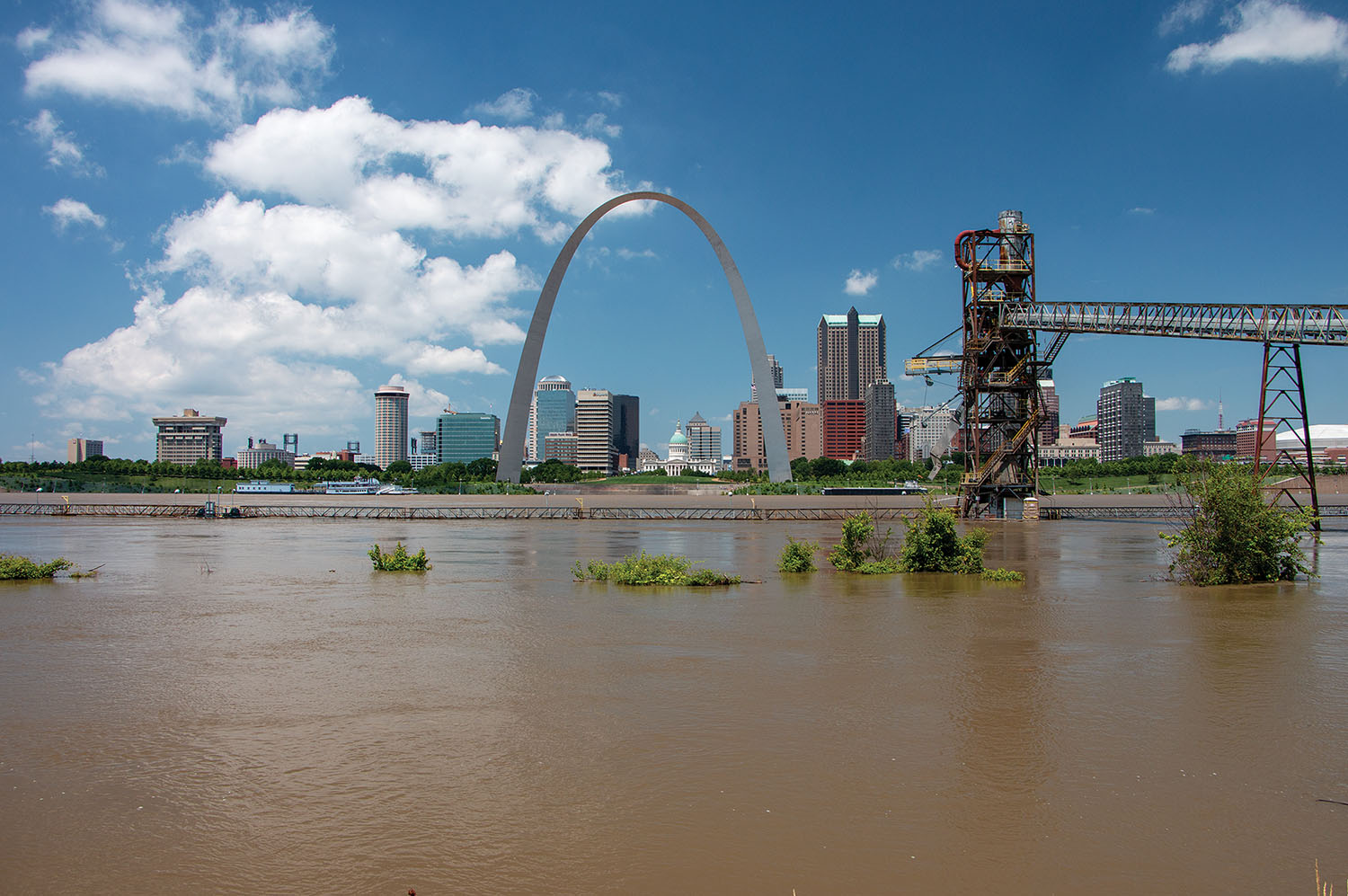 The flooded Mississippi River at St. Louis on June 5. (Photo by John Shoulberg)