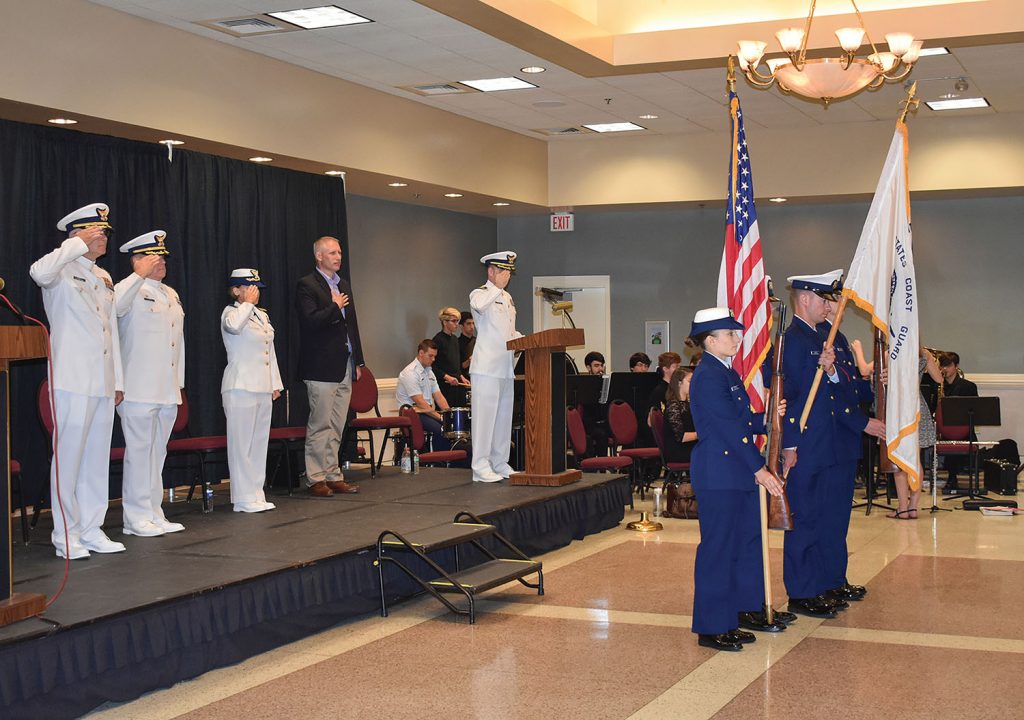 The MSU-Houma change-of-command ceremony June 27. (U.S. Coast Guard photo)