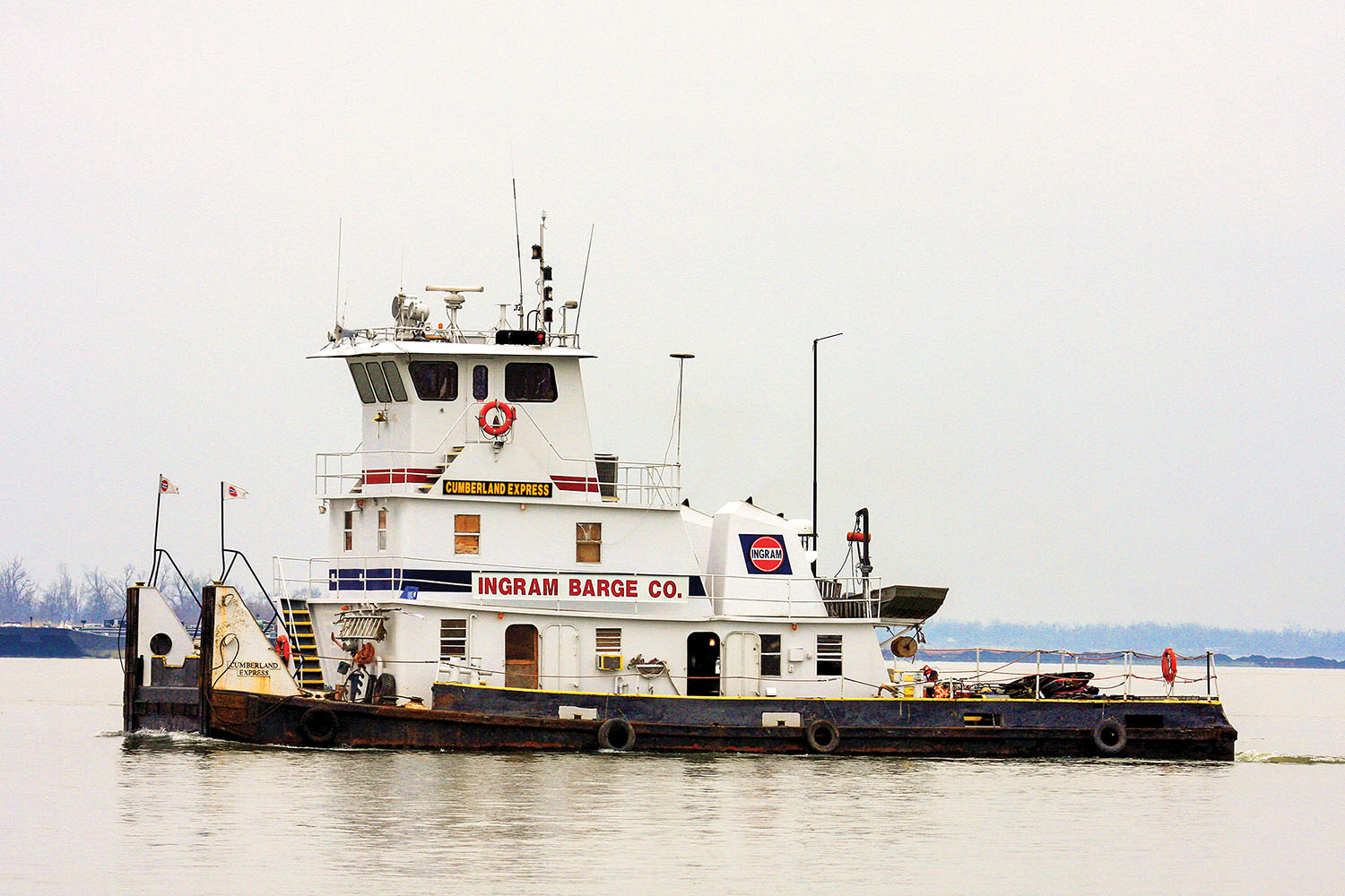 The mv. Cumberland Express, built in 1973 by Scully Bros. Boat Builders, is one of seven towboats that Mavericks Towboat Solutions purchased from Ingram Barge Company. (Photo by Jeff L. Yates)