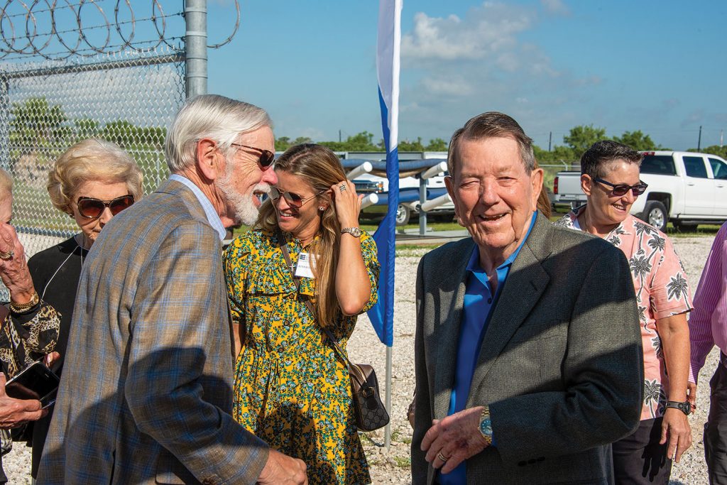 Ralph Cunningham and Ed Smith arrive for the christening of their namesake vessels. (Photo by Enterprise Marine Services)