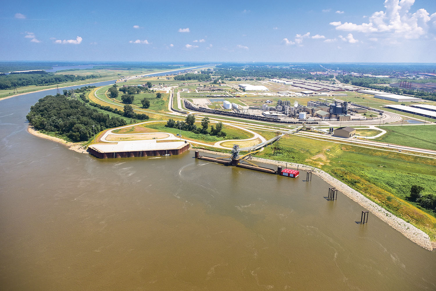 The Madison Harbor at America’s Central Port opened in 2016. The Granite City Harbor is in the background. (Photo courtesy of America's Central Port)