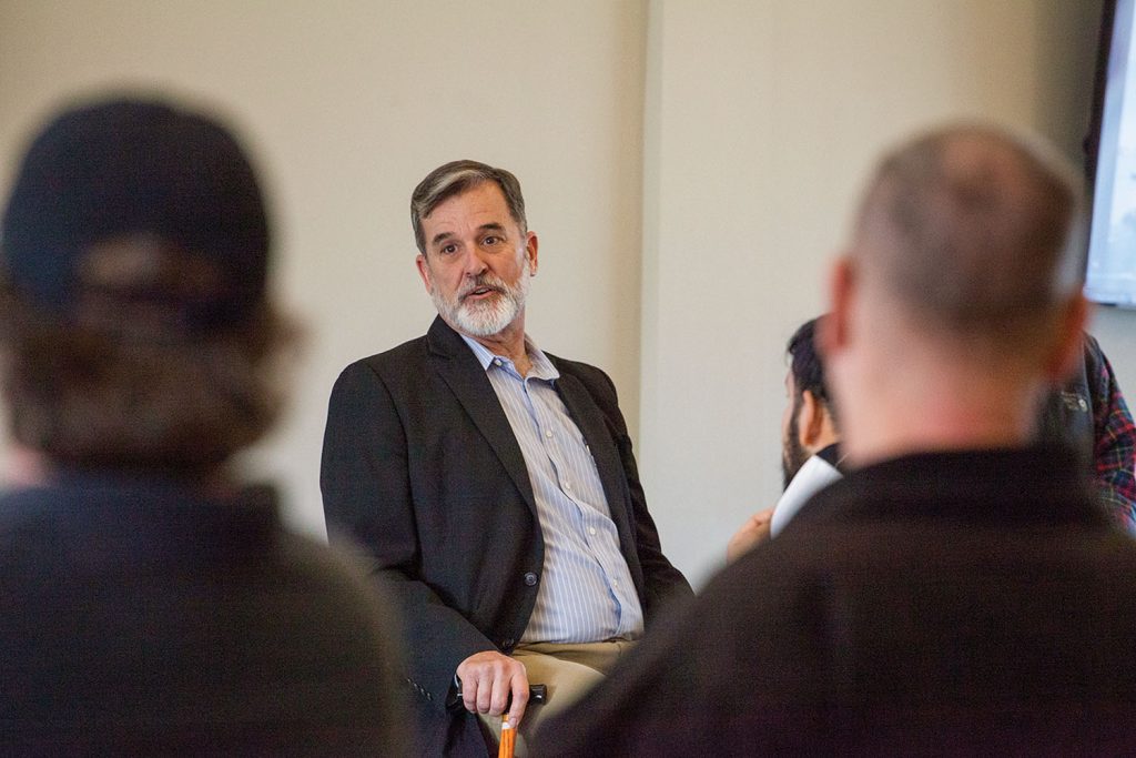 Bob Mueller, senior vice president of compliance, regulatory and governmental affairs for Turn Services, speaks to Corps of Engineers personnel gathered in New Orleans January 30 for the agency’s floating plant safety course. (Photo by Frank McCormack)