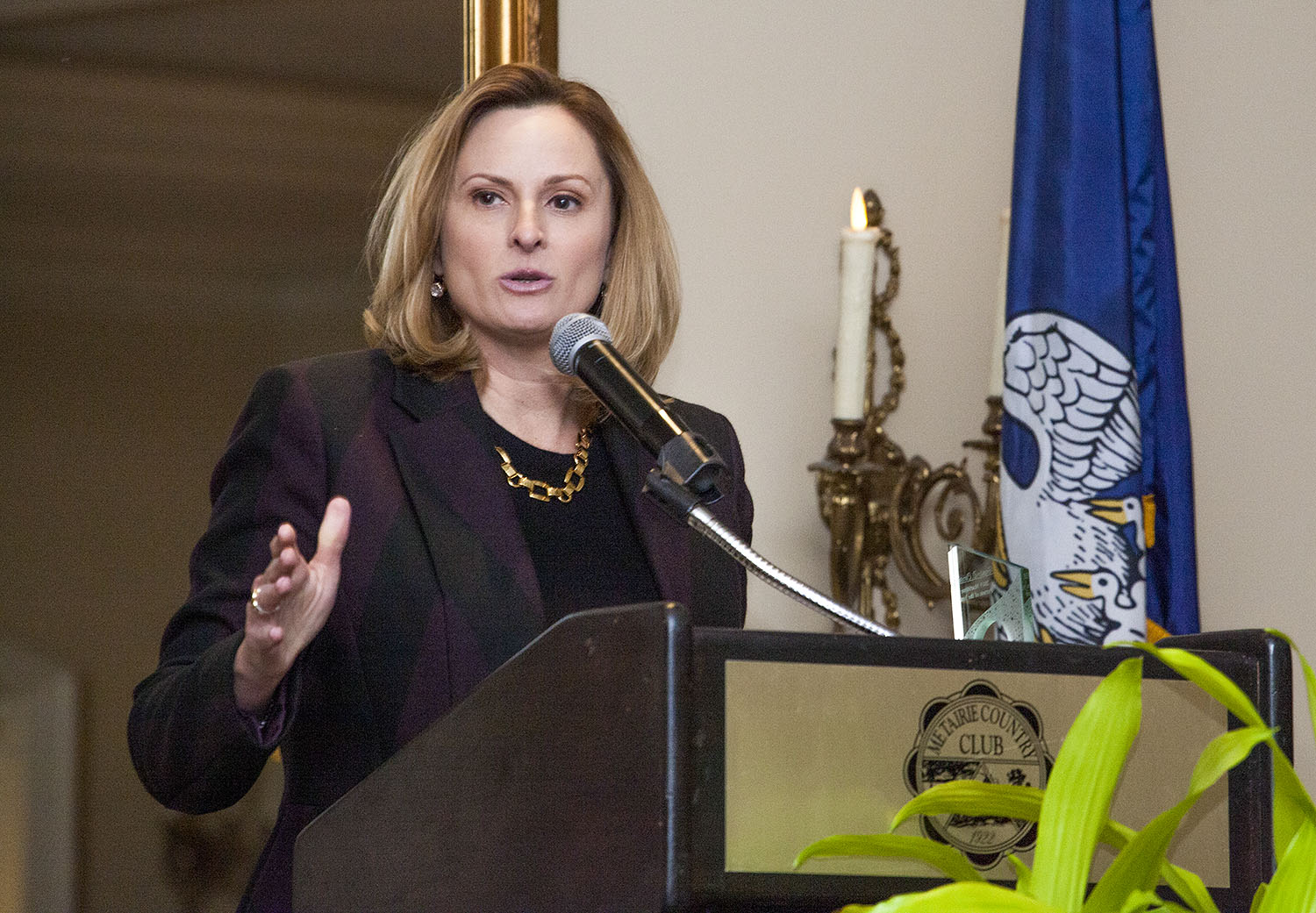 Port of New Orleans President and CEO Brandy Christian speaks after receiving the Person of the Year award from the New Orleans Propeller Club (Photo by Frank McCormack)