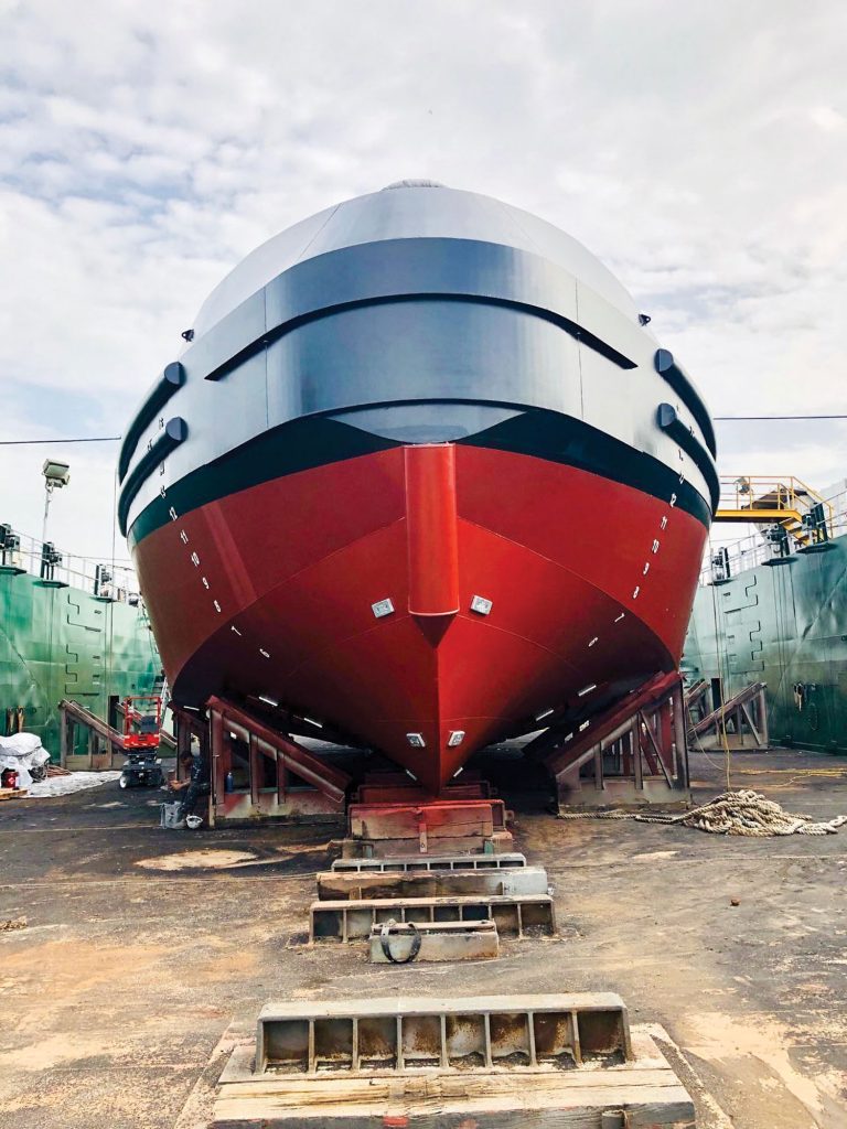 Arlen “Benny” Cenac’s new Main Iron Works creation joins the growing list of tractor tugboats to enter service in compliance with the Tier IV environmental standards established by the U.S. Environmental Protection Agency (EPA). 