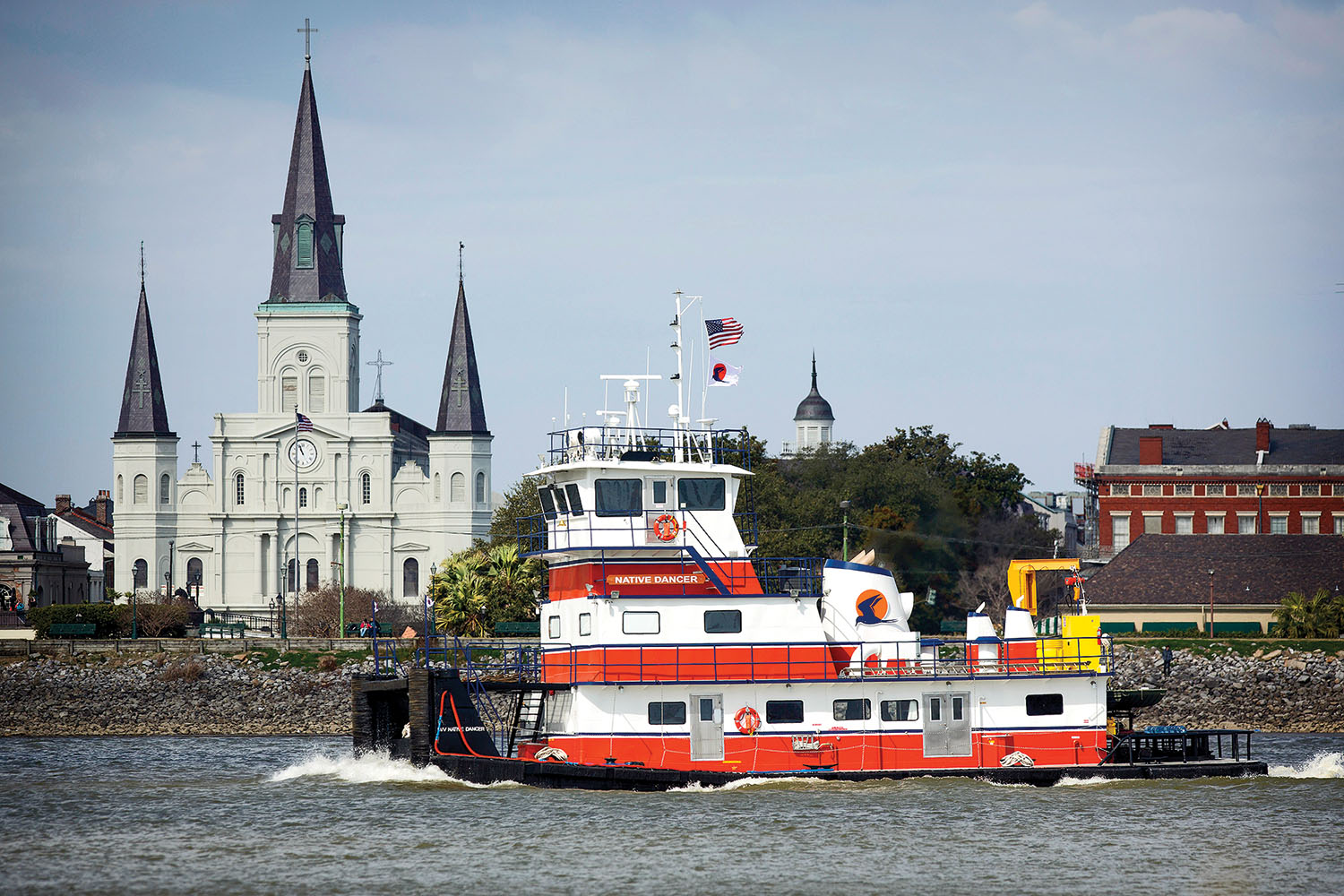 All of Turn Services’ towboats are named for champion racehorses, like the mv. Native Dancer, shown here. (Photo courtesy of Turn Services)