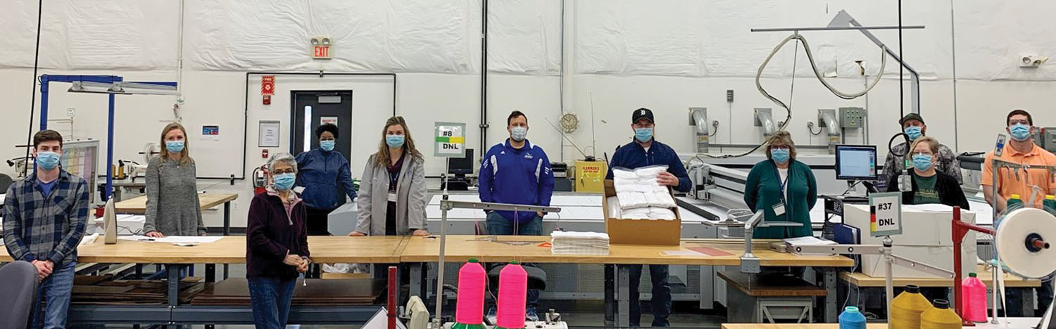 ZF workers making face masks in the company’s Romeo, Mich., facility.