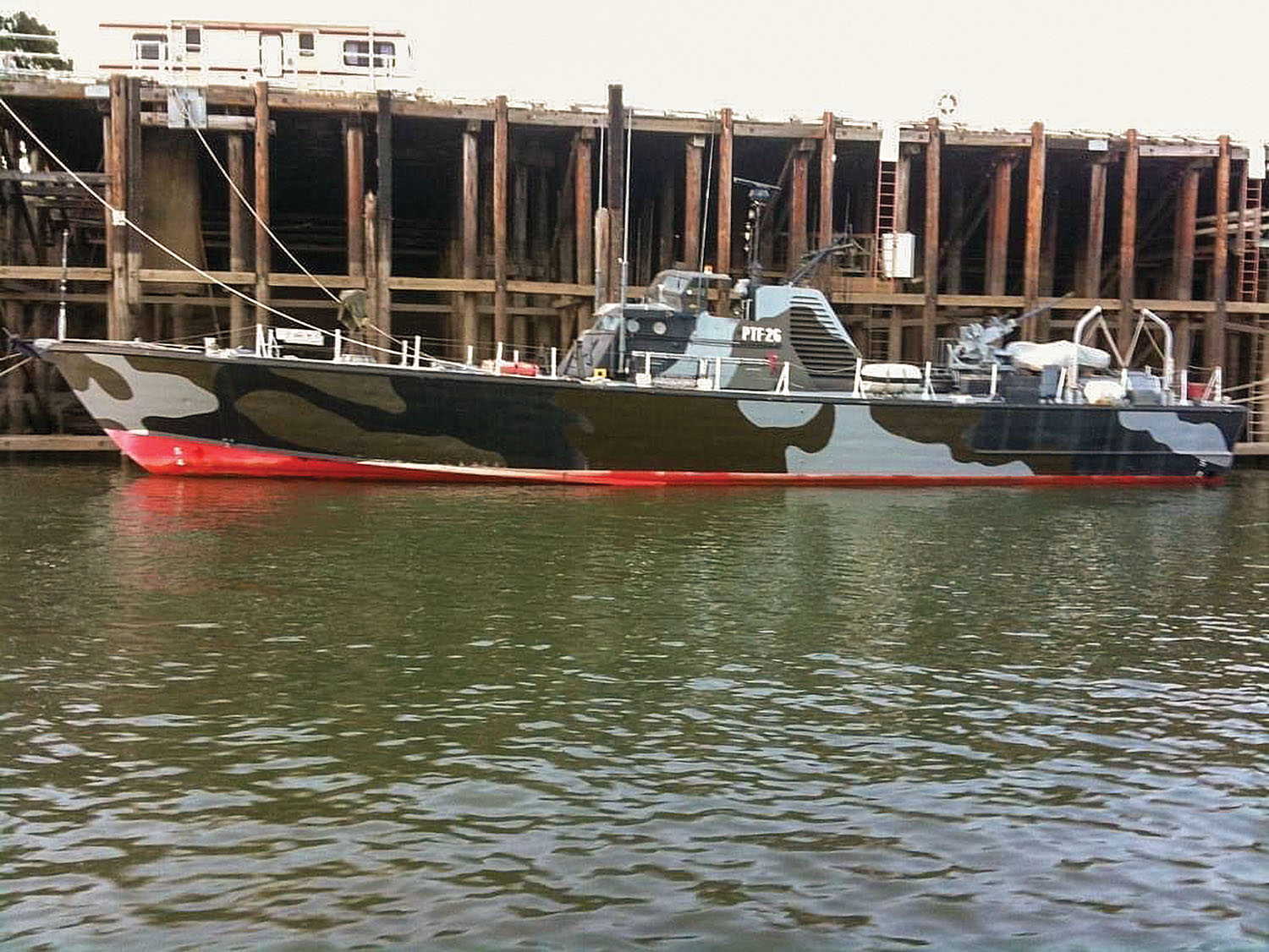 PTF-26 could leave California as soon as August for a trip first to Ensenada, Mexico, where it will be transported as deck cargo through the Panama Canal and on into the Gulf of Mexico. Known as the last American PT boat, it could arrive on the Ohio River by mid-September. (Photo courtesy of Maritime Pastoral Training Foundation Ltd.)