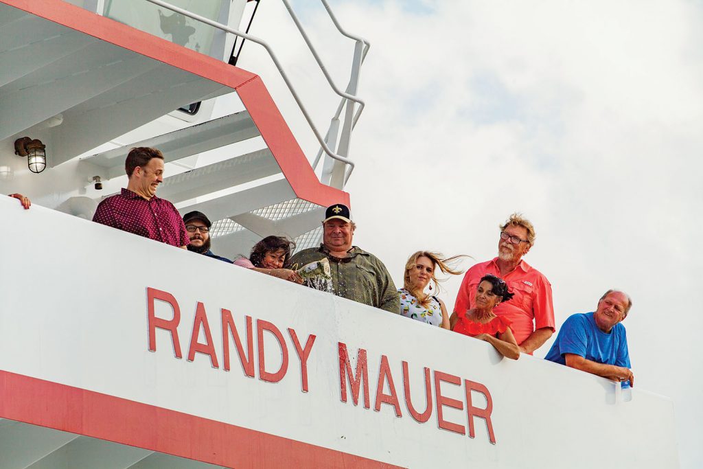 Cindy Mauer christens towboat named for her husband. (Photo by Frank McCormack)