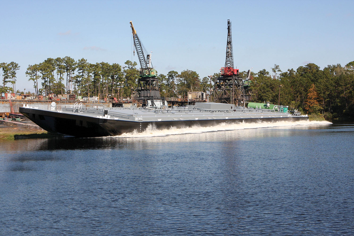 Recent barge launch from Arcosa Marine Products.