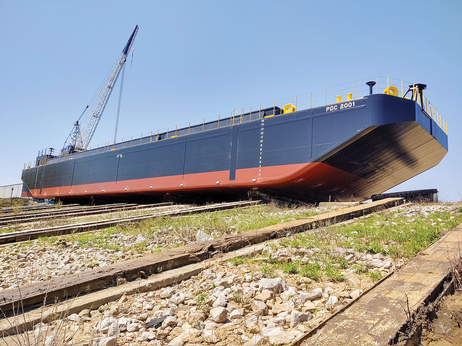 First of two barges slated for delivery to San Diego, Calif. (Photo courtesy of Corn Island Shipyard)