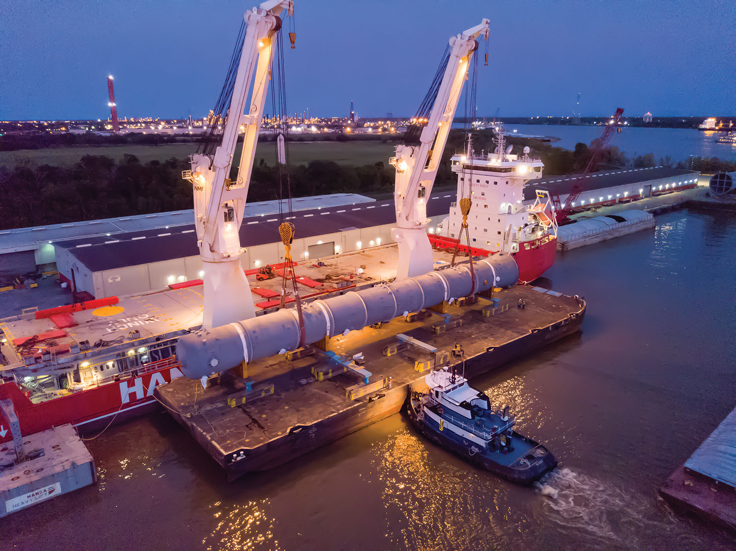 Project cargo is offloaded at Associated Terminal’s Arabi, La., location on Chalmette Slip, part of the Port of St. Bernard. (Photo courtesy of Associated Terminals)