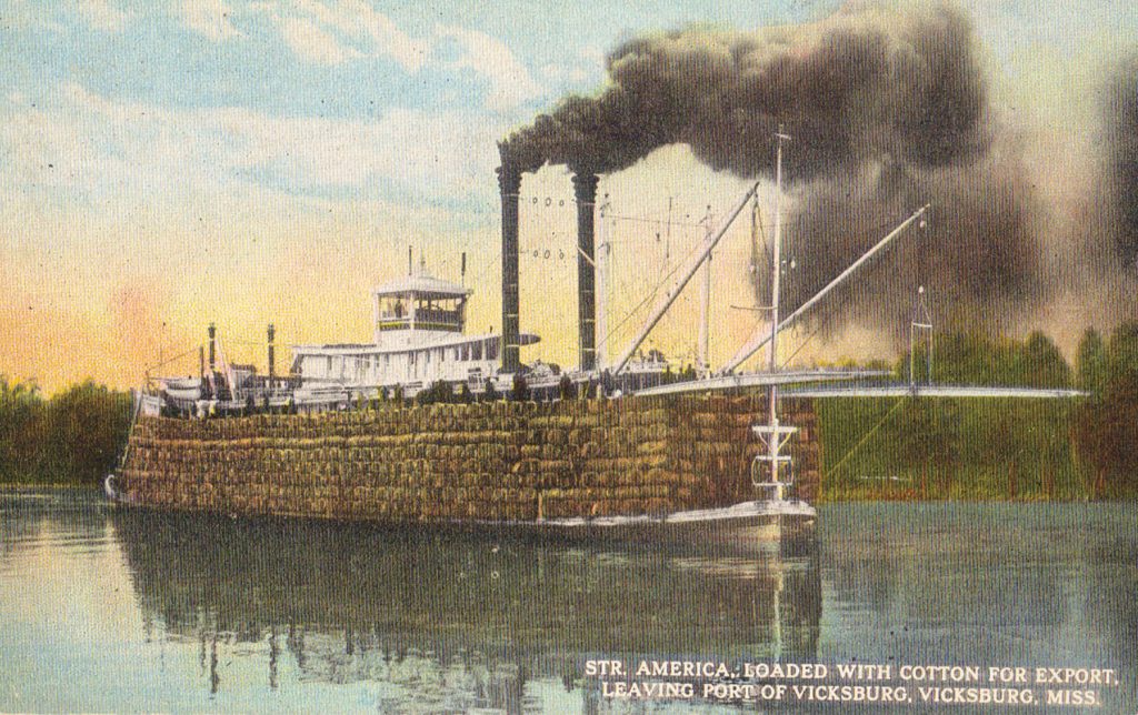 A vintage post card of the America loaded with cotton bales. (Keith Norrington collection)