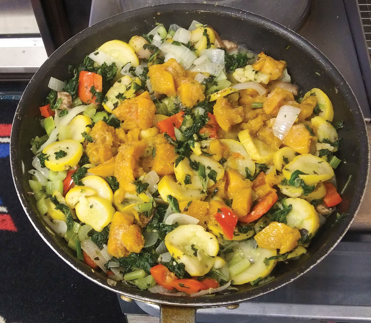 Squash and vegetable stuffing.