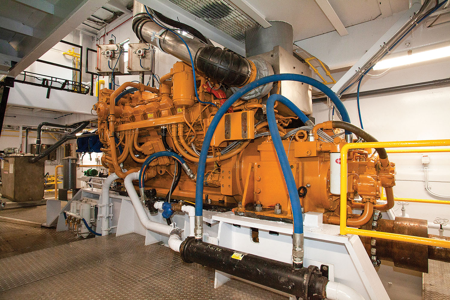 New Caterpillar 3512 Tier 3 engine in the mv. M.J. Monahan. (Photo by Frank McCormack)