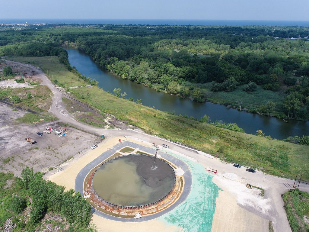 Aerial view of the Geopool near the Black River at Lorain, Ohio. photo by (Chip Wendt, Coldwater Consulting LLC)