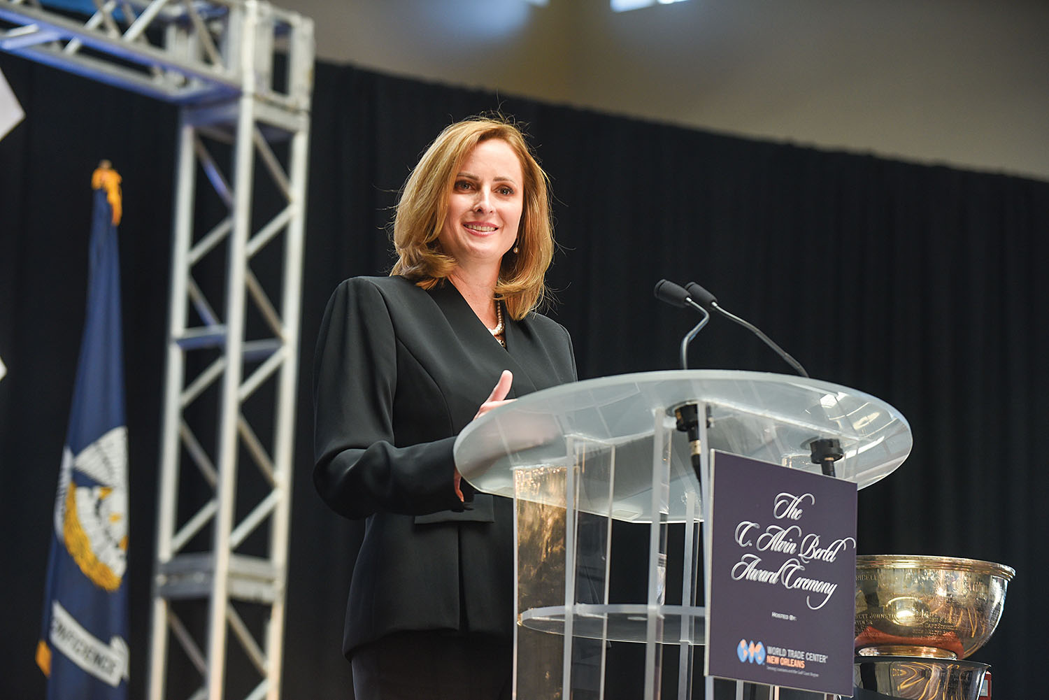 Port NOLA President and CEO and NOPB CEO Brandy Christian speaks at the C. Alvin Bertel Award ceremony at the annual World Trade Center event held November 18. (Photo courtesy of Port NOLA)