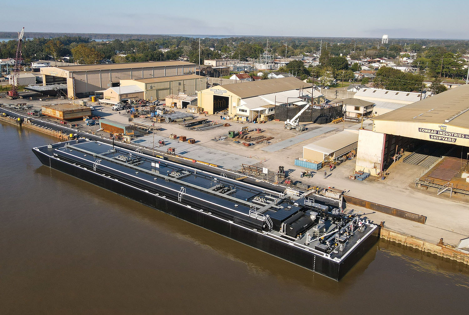 One of two 30,000-barrel asphalt barges Conrad Industries built for Parker Towing Company. (Photo courtesy of Conrad Industries)