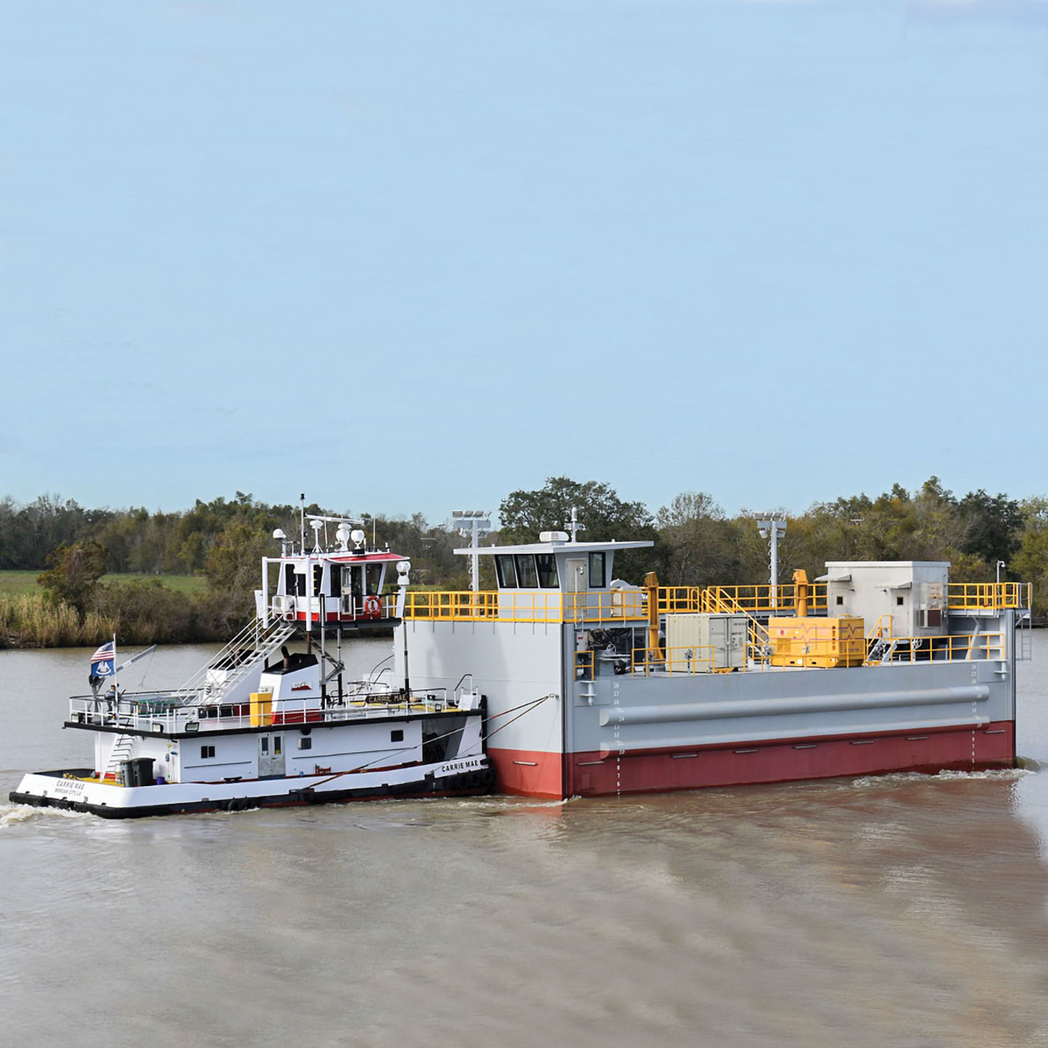 New 84-foot-long flood gate being delivered to the St. Mary Parish Levee District.