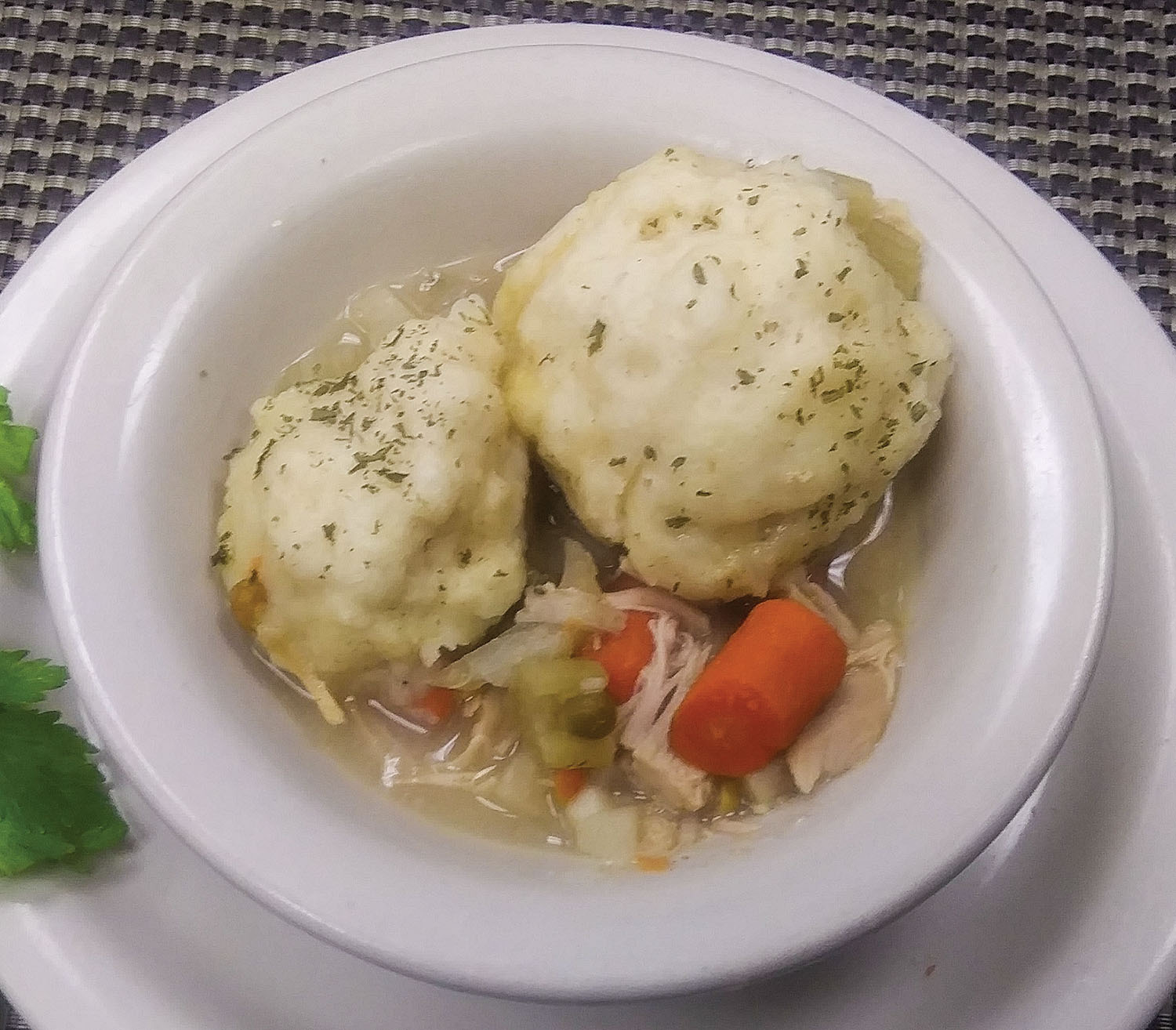 Chicken soup with dumplings.