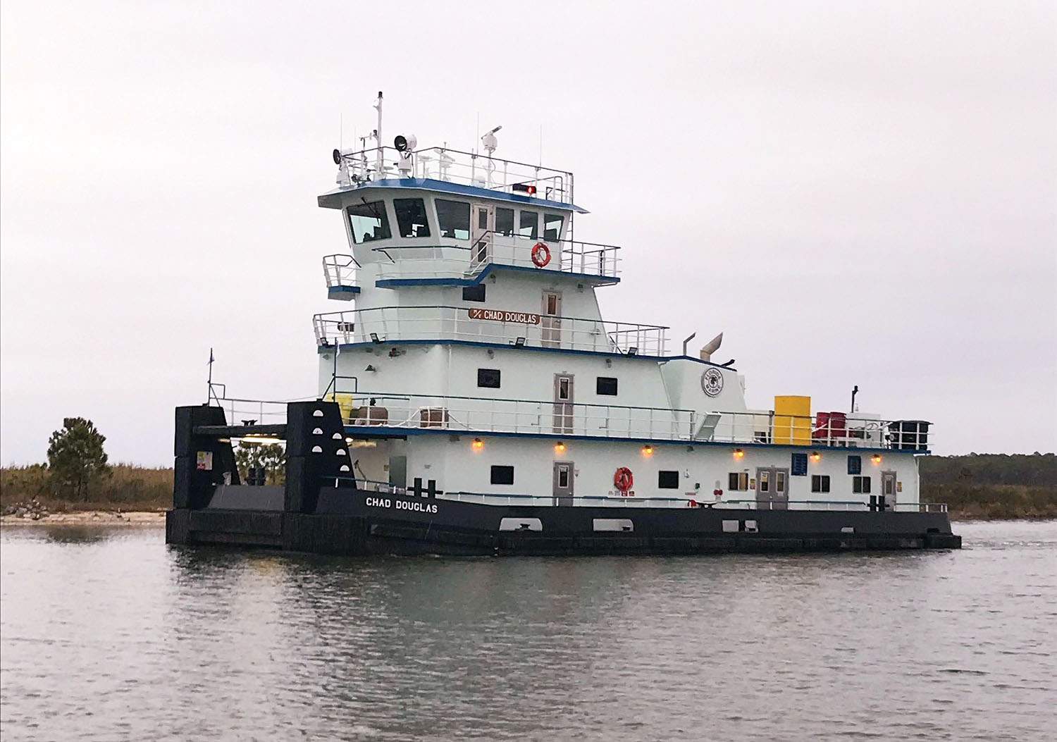 The 2,520 hp. Chad Douglas is the first Florida Marine Transporters boat to have heavy-duty Mitsubishi main engines.