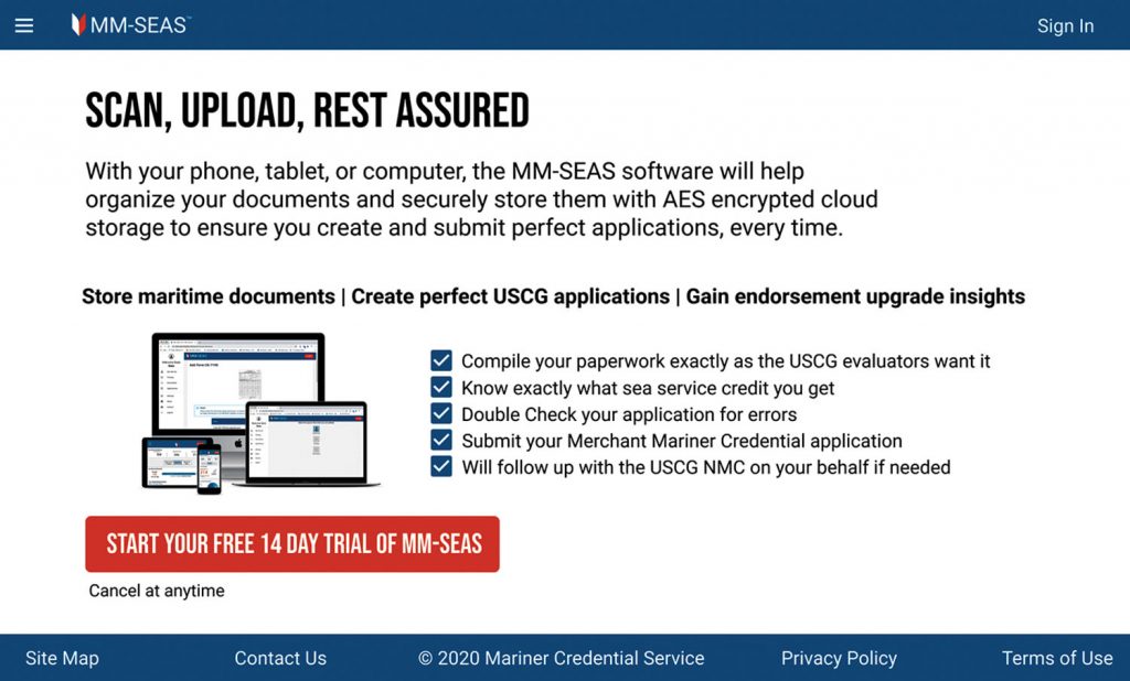 Screenshot of MM-SEAS product page.