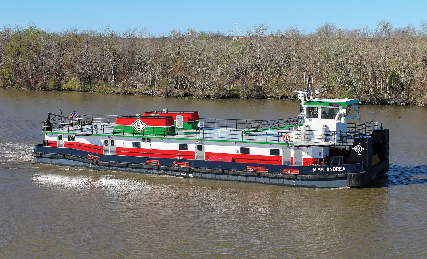 LeBeouf Bros. Towing built the 3,600 hp. mv. Miss Andrea at its own shipyard, Bourg Dry Dock. It is named after 45-year LeBeouf employee Andrea Joseph. (Photo courtesy of LeBeouf Bros. Towing)